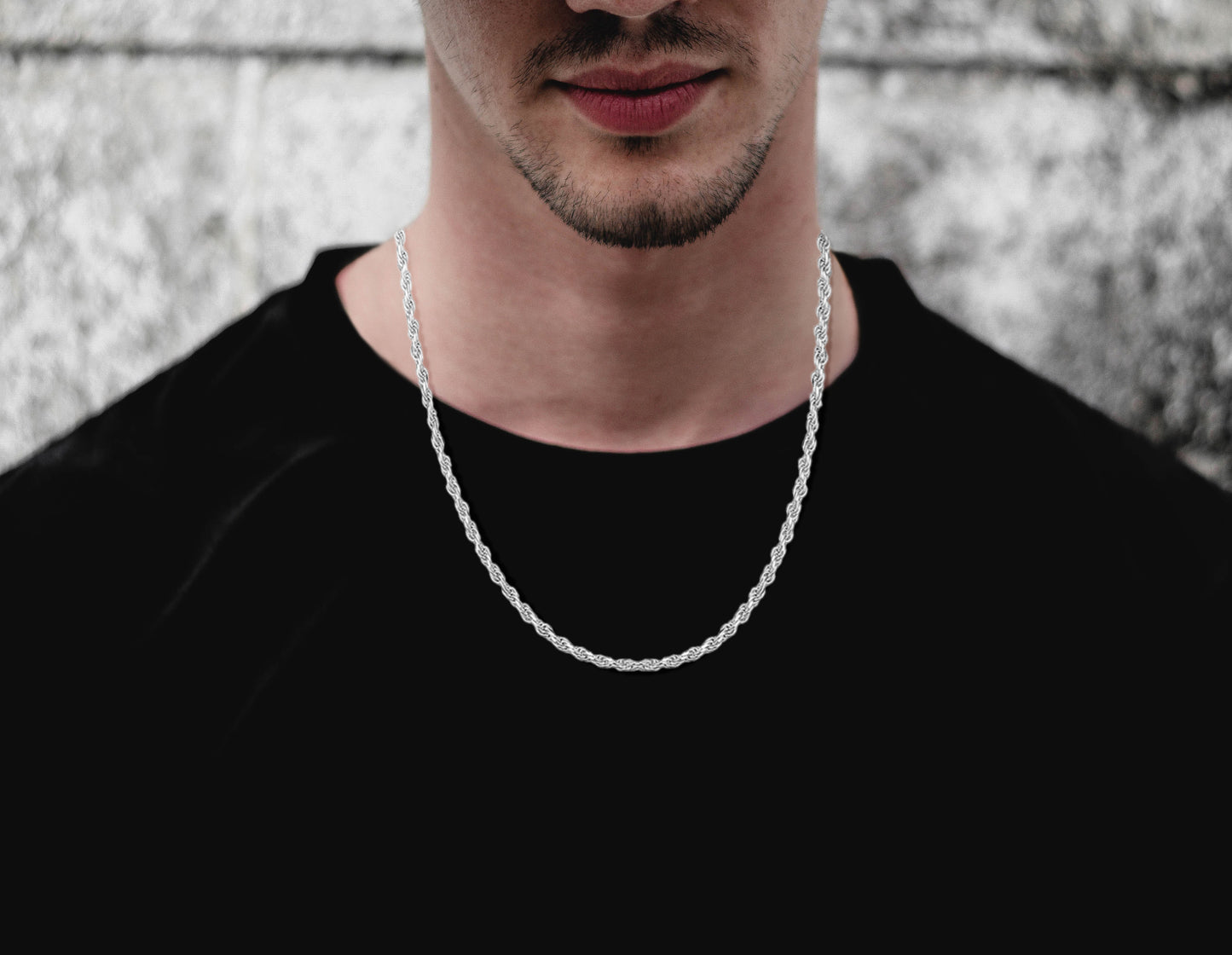 Savlano 925 Sterling Silver 4mm 24 Inches Solid Italian Rope Diamond Cut Twist Link Chain Necklace with Gift Box for Men & Women - Made in Italy 28 Grams