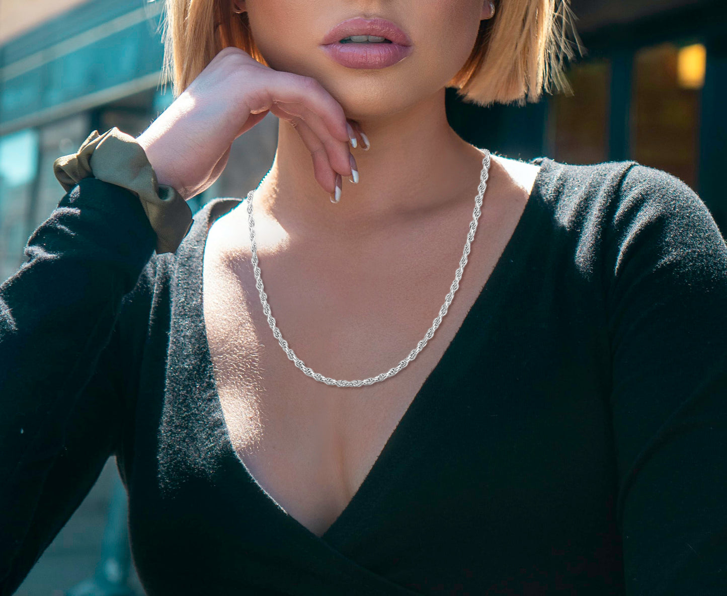 Savlano 925 Sterling Silver 4mm 18 Inches Solid Italian Rope Diamond Cut Twist Link Chain Necklace with Gift Box for Men & Women - Made in Italy 22.5 Grams